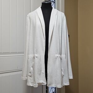 Jones New York White Open Cinch Waist Blazer Jacket XL